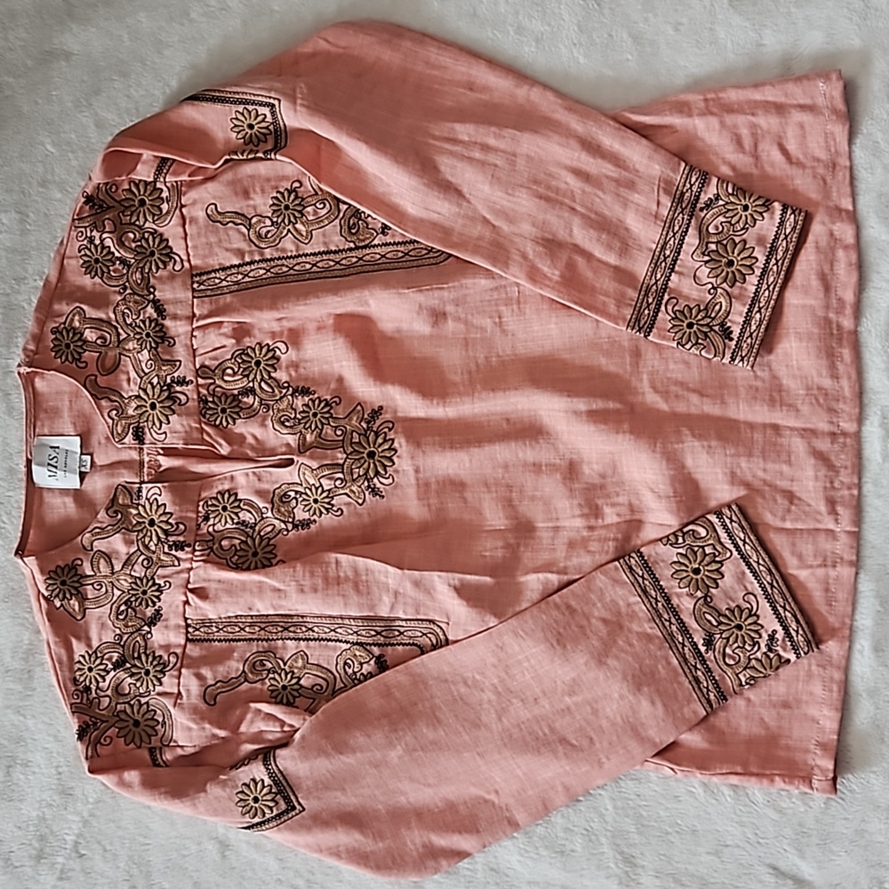 MISA Embroidered Boho Blouse Top XS New